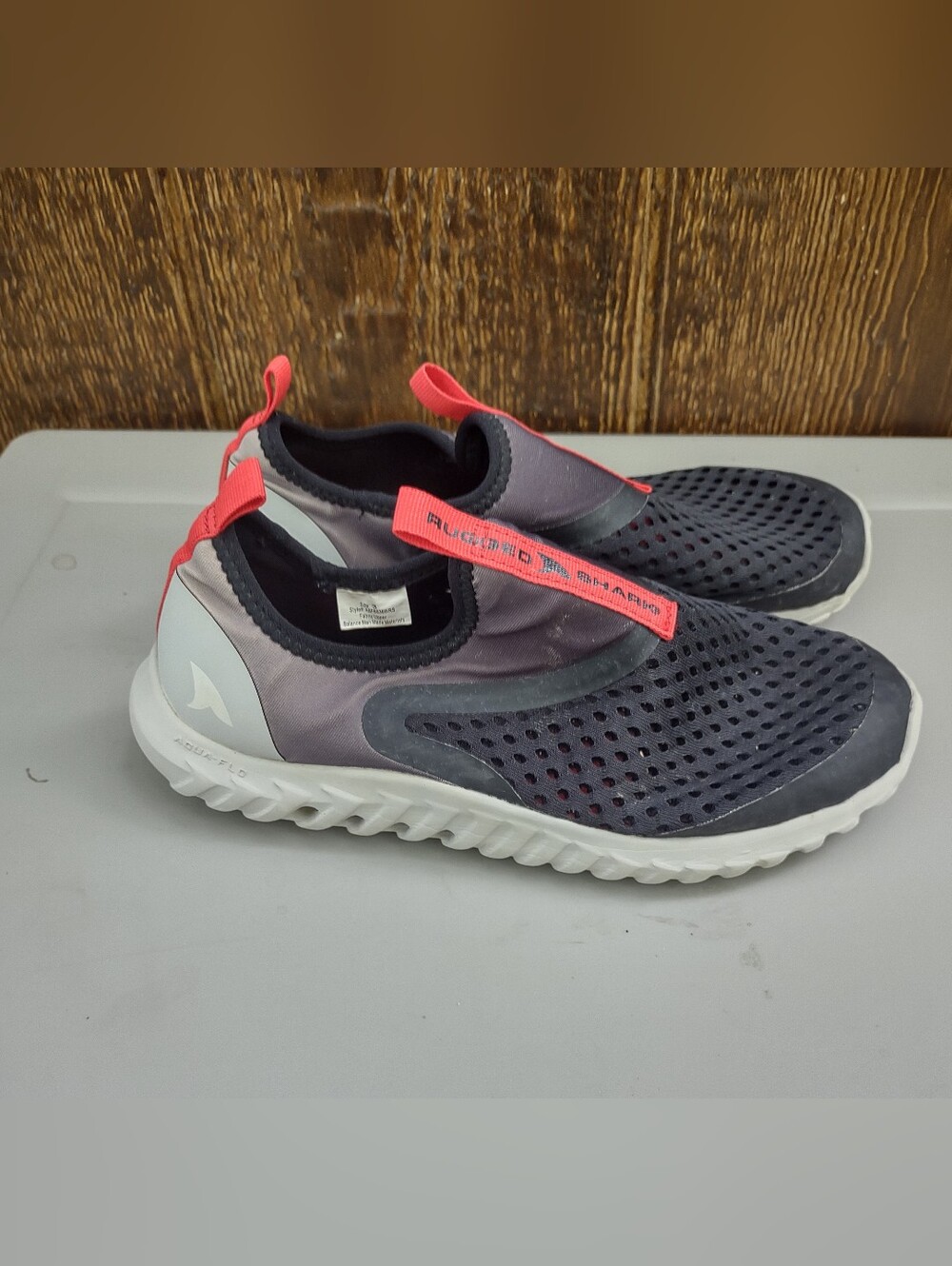 Rugged Shark Slip-On Water Shoes Charcoal Coral Accents Kids 3